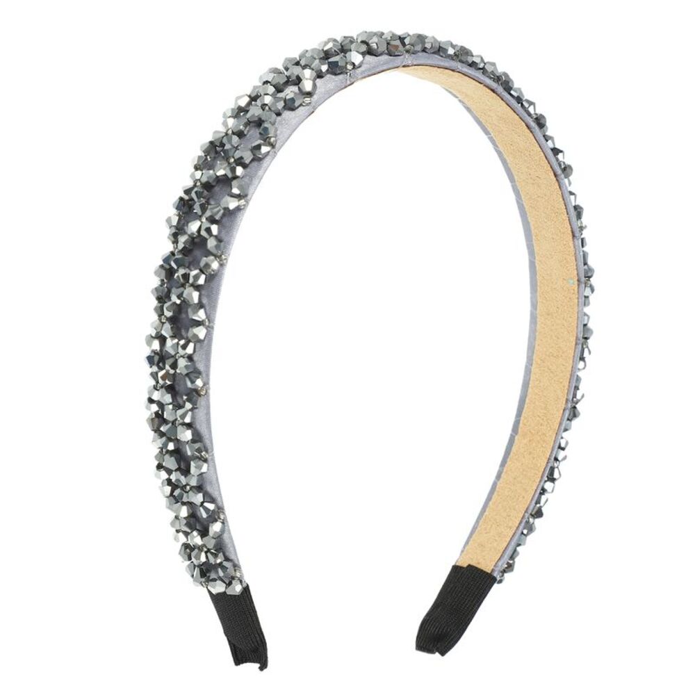 Rhinestone Headbands Hairband Dark Gray 0.79 Inch Wide